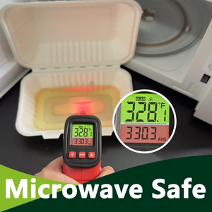 <b>Heavy</b>-<b>Duty</b> Waterproof Clamshell Takeout Containers Compostable Bagasse Food <b>Boxes</b> Lids Disposable To-Go Lunch Salad Meal Prep - Product Image 3