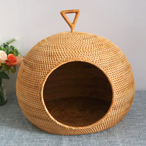 Natural Wicker Woven Rattan <b>Pet</b> Dog and Cat Basket - Product Image 5