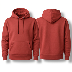 Unisex Pink <b>Hooded</b> <b>Fleece</b> Sweatshirt Regular Fit Solid Color Casual Pullover with Pocket Autumn Wear - Product Image 2