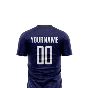Custom Sublimated Soccer Jersey <b>Kit</b> Team Name Number 00 Dark Blue Short Sleeve Unisex Moisture Wicking All Seasons Apparel - Product Image 6