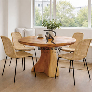 Round Wood Dining <b>Table</b> Scandinavian Modern Design Durable Restaurant Furniture - Product Image 1