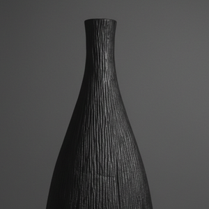 Vase à fleurs en métal noir mat nordique, haut, texture écorce de bois, style rustique minimaliste, pour la décoration de la maison, des hôtels et les cadeaux. - Product Image 4
