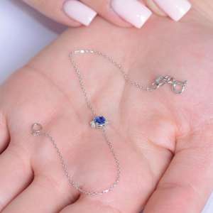 <b>Blue</b> <b>Sapphire</b> Round Cut Bracelet Timeless Birthstone Jewelry September Gift Dainty Elegant Fine Jewelry - Product Image 3