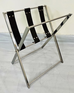 Foldable Modern Luxury Stainless Steel Luggage Rack <b>Suitcase</b> Stand <b>Light</b> Grey Hotel Furniture for Lobby Bedroom Guest Rooms - Product Image 3