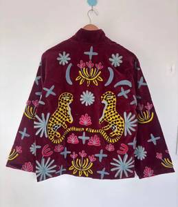 Trendy <b>Women</b>’s Suzani Velvet Bomber <b>Jacket</b> Reversible Bohemian Vintage Embroidered Coat Gift for Her - Product Image 3