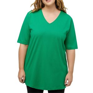 เสื้อยืดคอวีไซส์ใหญ่สำหรับผู้หญิง แบบเรียบสีพื้น สไตล์ลำลองหลวมๆ รับผลิตตามสั่งขายส่ง OEM ODM - Product Image 3