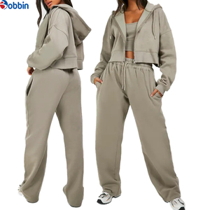 Women's Hooded <b>Tracksuit</b> Set Solid Color Full Length Sweatpants Loose Fit Casual Autumn Wear With Side Pockets - Product Image 5