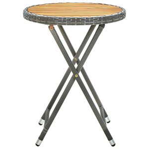 Mesa de té de 23.6 pulgadas de poliratán gris y madera maciza de acacia, muebles de patio - Product Image 2