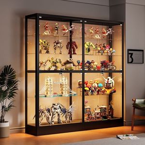 Vitrina de Exhibición de Vidrio con Doble Puerta, Caja de Almacenamiento Acrílica, LED, Ecológica, Decoración para el Hogar, Exhibición de Figuras, Modelos y Muñecas - Product Image 1