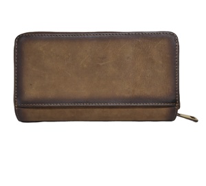 Genuine Leather Mobile Phone Card Holder Clutch <b>Purse</b> Wallet Woman Multiple Zipper Closure Edge Burnt Indian <b>RFID</b> Carteras Mujer - Product Image 1