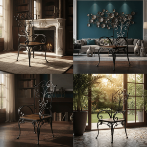 Ensemble table et chaises de jardin en fer forgé, design classique, pour décoration intérieure, mobilier de jardin, design personnalisé - Product Image 3