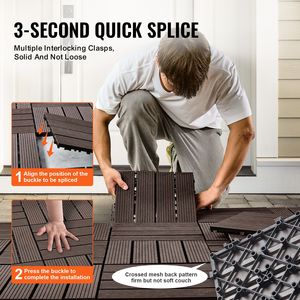 10 Pack Interlocking Deck Tiles 12"x12" <b>Plastic</b> Wood 10 Sq. ft Waterproof Outdoor <b>Flooring</b> All Weather Patio Floor Decking for - Product Image 5