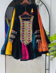 Designer Bandhani Print With Kutchi Work And Real Mirror Work Rayon Cotton <b>Lehenga</b> With <b>Top</b> Ready To Wear Navratri <b>Lehenga</b> Choli - Product Image 6