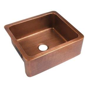 Évier de cuisine en cuivre rustique profond à double cuve, avec cuve simple surdimensionnée et texture artisanale, pour maisons traditionnelles - Product Image 5