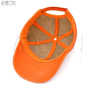 2026 Custom Logo High Quality Waterproof Premium Vibrant Orange <b>Men</b> Women <b>Winter</b> Autumn Outdoor Leather Baseball <b>Caps</b> - Product Image 5