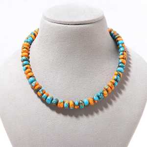 Collier de perles rondes en turquoise huître rare, fait main, en pierres précieuses naturelles, pour la création de bijoux en turquoise huître - Product Image 5