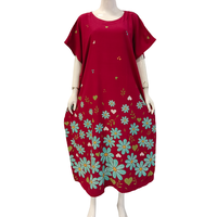 Camisón con estampado floral para mujer, cuello en V, manga corta, largo hasta la rodilla, suave, no tejido, cintura elástica, ropa de dormir informal de verano, 100%