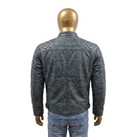 Blouson de motard en cuir véritable gris pour homme avec design matelassé aux épaules, logo frontal, respirant, hiver, écologique, anti-UV