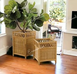 Rattan <b>Square</b> Planters <b>Set</b> Of 2 Natural Woven Basket For Home Decoration Modern Design Bamboo Flower Pot Plant Pot Handmade <b>Sets</b> - Product Image 3