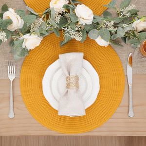 Set di 6 tovagliette antiscivolo intrecciate da 15 pollici, lavabili, in cotone e poliestere, resistenti al calore, per la cucina. - Product Image 3