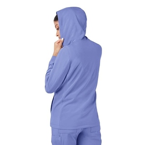 Unisex Blue Polyester Woven <b>Scrub</b> <b>Top</b> Hood Zipper Hospital Uniform Needle Detection Seamless Fusing WARPRO INDUSTRY SS-MSS-008 - Product Image 2