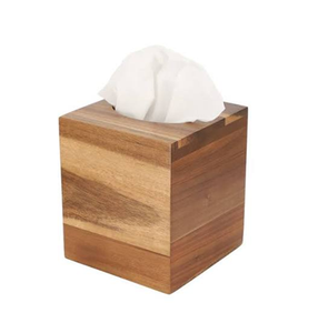 Caja de pañuelos de madera maciza de lujo, dispensador de pañuelos faciales decorativo hecho a mano, soporte cuadrado para servilletas - Product Image 2