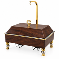 Chauffe-plat de luxe durable en bois isolé avec couvercle en acier inoxydable et support décoratif en métal (Écologique)