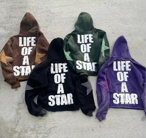 Sudaderas con Capucha y Pantalones Deportivos Extra Grandes para Hombre, Personalizados al por Mayor, con Bordado Desgastado y Parches - Product Image 4