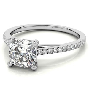 Bague en Moissanite taille coussin en Argent Sterling 925 plaqué Or Blanc, Luxe Classique, pour Fiançailles, Mariage, Promesse, Mariée - Product Image 4