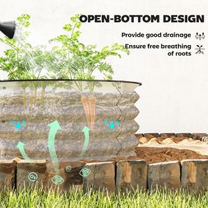 Set di 2 Fioriere in Metallo Facili da Montare, Colore Crema, con Bordo di Sicurezza, Letto di Coltivazione Rialzato - Product Image 5