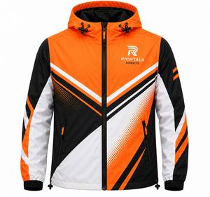 Veste matelassée imperméable à capuche pour homme, noire, en polyester, fermeture éclair sur le devant, design sportif, vêtement d'hiver respirant et à séchage rapide - Product Image 1