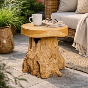 Taburete ARTERRA de Raíz de Teca de Lujo - Diseño Rústico Duradero para Uso en Hoteles, Apartamentos y Almacenes - Product Image 2