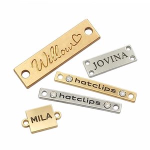 Étiquettes métalliques personnalisées en alliage de zinc pour vêtements, logo 3D en relief, débossé, lavable - Product Image 3