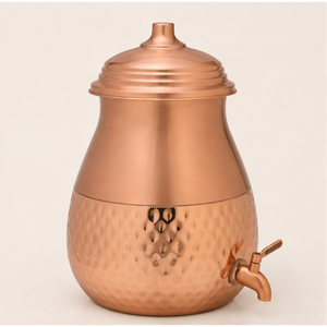 Distributeur d'eau en cuivre pur de qualité supérieure, Matka martelé artisanal avec robinet anti-fuite pour les bienfaits ayurvédiques et la maison - Product Image 1