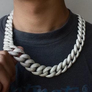Cadena de Eslabones Cubanos de Plata de Ley 925 con Moissanita VVS, Certificada por GRA, Joyería Hip Hop para Hombres y Mujeres - Product Image 1