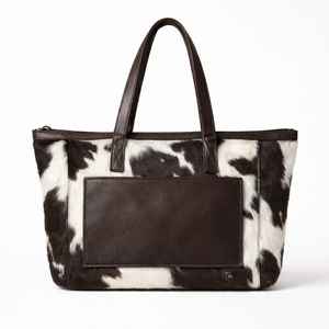 Sac fourre-tout élégant en cuir véritable avec fourrure pour femme, sac de shopping quotidien de luxe, sac à bandoulière tendance, multifonctionnel, été, LHTB-0122 - Product Image 1