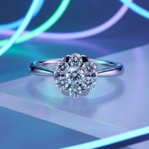 Ensemble de tension de bijoux à la mode de Hong Kong 18K or blanc massif naturel véritable diamant bijoux fins bague de fiançailles pour femme - Product Image 1
