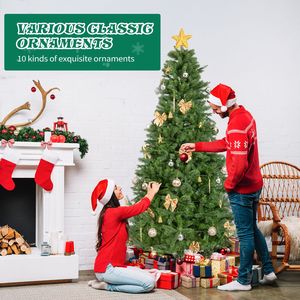 Albero di Natale Artificiale a Forma di Pino con Cerniere, 2,3m, 400 Luci LED Bianco Caldo, Materiale PET, 300cm, con Gonna Decorativa - Product Image 1