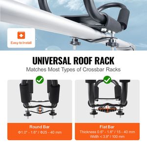Support de toit de voiture pour kayak, 1 paire de barres en J, kit de fixation pour toit souple, pour transporter kayak, planche de surf, canoë, SUP, planche de ski nautique - Product Image 4