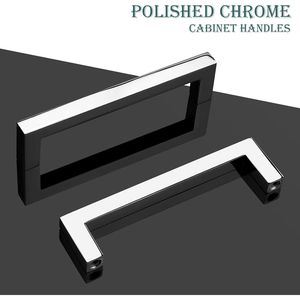 Set di 5 Maniglie per Mobili in Cromo Lucido, Interasse Fori 128mm, Maniglie Quadrate Solide per Cucina e Armadi - Product Image 4