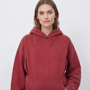 Haut à capuche de maternité et d'allaitement pour femme, coupe ample, délavé, 100% coton molletonné - Product Image 5