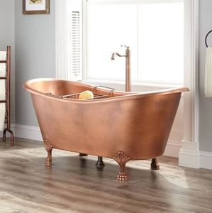 Baignoire autoportante ovale en cuivre martelé pour salle de bain, hôtel, villa - Product Image 2