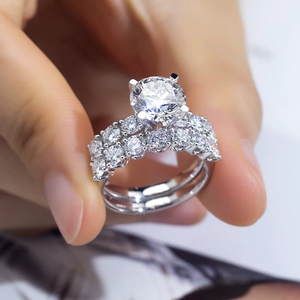 Classic Round Brilliant Diamond Engagement <b>Ring</b> 18K Solid <b>Gold</b> Prong Setting Pave Band Women's Fine Jewelry - Product Image 4