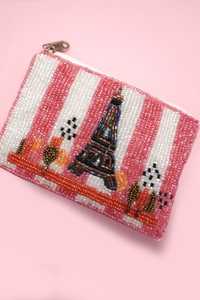 Beaded Star Pattern Cosmetic Bag Small Zipper Closure Bohemian Style Portable Makeup Pouch - Product Image 5