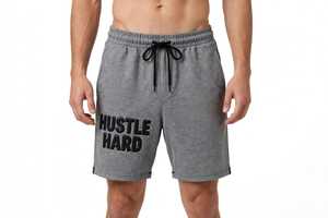 Pantalones Cortos Deportivos de Punto para Hombre, Color Gris, con Estampado de Letras, Transpirables, de Poliéster, con Logotipo Frontal, Cintura con Cordón Ajustable, Estilo Bermuda - Product Image 4