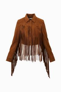 Veste en cuir avec longues franges, col rabattu, manches classiques, automne, décontractée, unisexe, longueur courte - Product Image 3