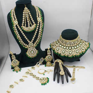 Conjunto de Joyería Fina Kundan y Cuentas Chapado en Oro 10581147GR Colección Nupcial - Product Image 1
