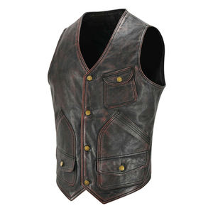 Nouveau gilet de motard en cuir et toile respirant pour homme, idéal pour l'hiver et les activités de plein air, léger - Product Image 1
