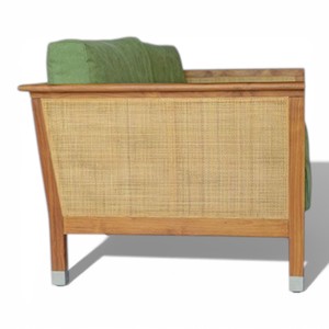 Sofá de Jardín de Madera de Teca de Alta Calidad, Muebles de Exterior con Tapicería Impermeable, Sofá de Patio de Lujo para 2 Personas con Tejido de Mimbre Natural - Product Image 3