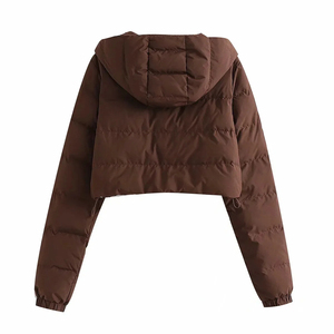 Outdoor Winter Knitted Canvas Waterproof Breathable Windproof Women <b>Cropped</b> <b>Puffer</b> <b>Jackets</b> Custom Design Plus Size Front Logo - Product Image 6